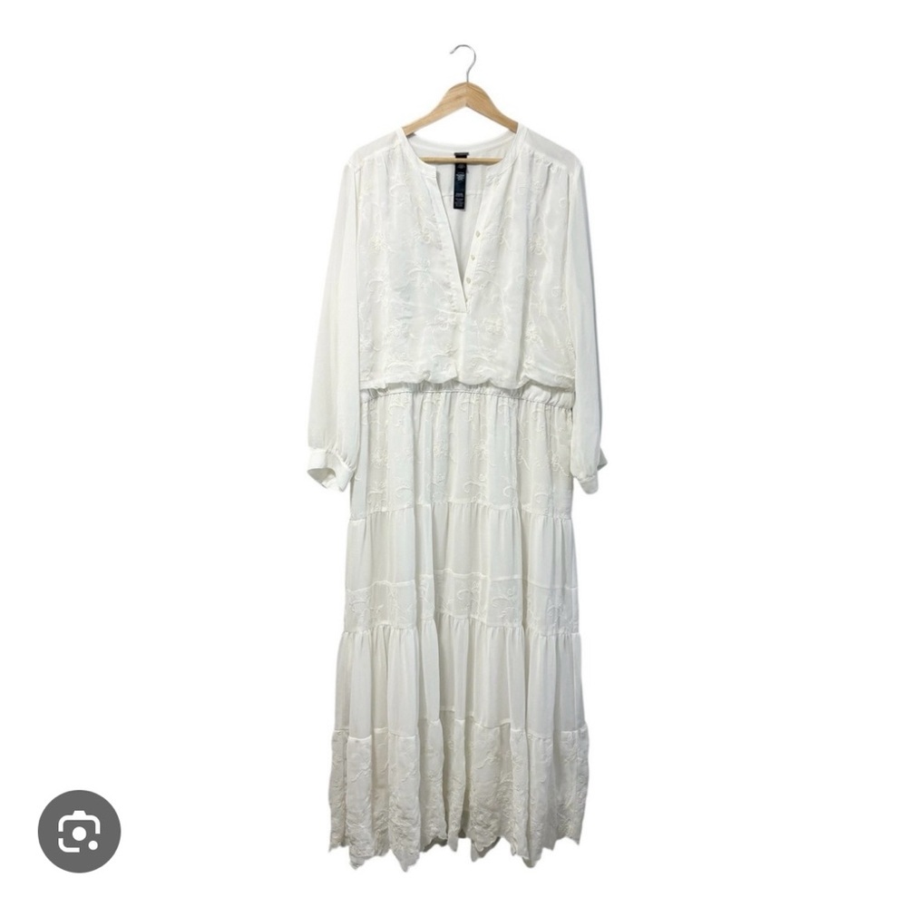 Chico’s Black Label Cream Embroidered Maxi Dress